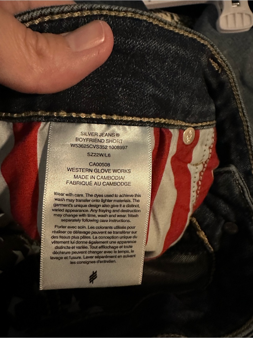 Distressed Dark Blue Denim Shorts with Flag Pockets - Picture 6 of 6